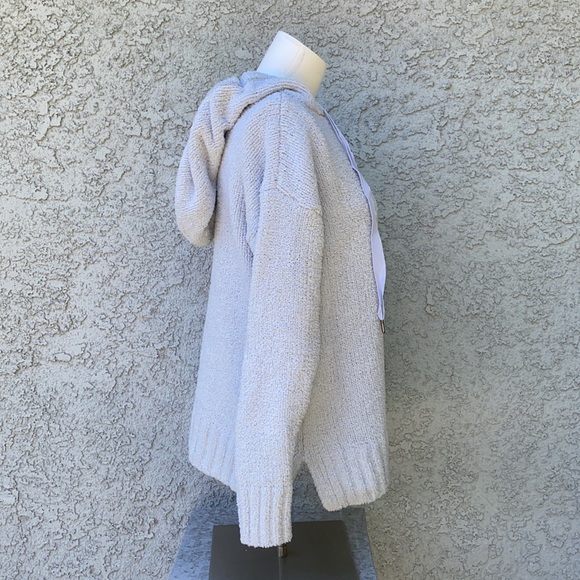 Simply Vera Wang Kohl’s Baby Blue Pastel Sherpa Hoodie Pullover Sweater Vneck - Picture 5 of 10